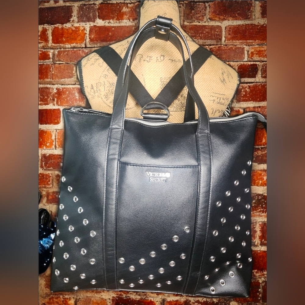 Victoria's Secret Black Studded Convertible Backpack/Tote Bag NWOT - Picture 13 of 16